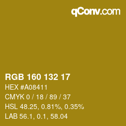 カラーコード: RGB 160 132 17 | qconv.com