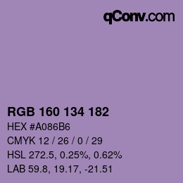 Código de color: RGB 160 134 182 | qconv.com