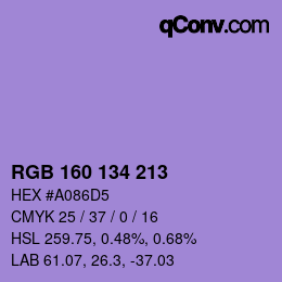 カラーコード: RGB 160 134 213 | qconv.com
