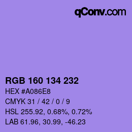 Color code: RGB 160 134 232 | qconv.com