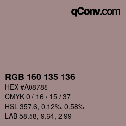 Color code: RGB 160 135 136 | qconv.com