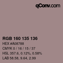 Código de color: RGB 160 135 136 | qconv.com