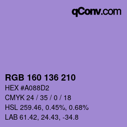 Color code: RGB 160 136 210 | qconv.com