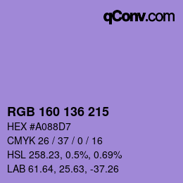 Color code: RGB 160 136 215 | qconv.com