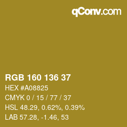 Color code: RGB 160 136 37 | qconv.com
