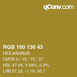 カラーコード: RGB 160 136 43 | qconv.com