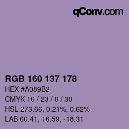カラーコード: RGB 160 137 178 | qconv.com
