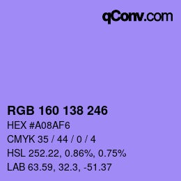 Farbcode: RGB 160 138 246 | qconv.com