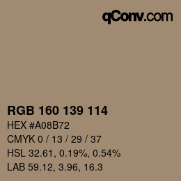 Code couleur: RGB 160 139 114 | qconv.com