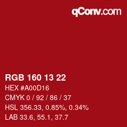 Color code: RGB 160 13 22 | qconv.com