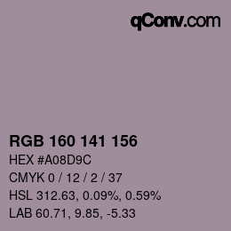 Código de color: RGB 160 141 156 | qconv.com