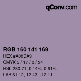 Color code: RGB 160 141 169 | qconv.com