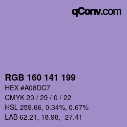 Color code: RGB 160 141 199 | qconv.com