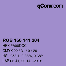 Color code: RGB 160 141 204 | qconv.com