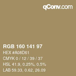 Código de color: RGB 160 141 97 | qconv.com