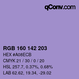 Color code: RGB 160 142 203 | qconv.com