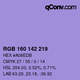 カラーコード: RGB 160 142 219 | qconv.com