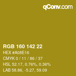 Color code: RGB 160 142 22 | qconv.com