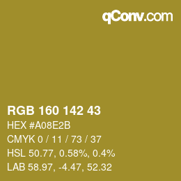 Color code: RGB 160 142 43 | qconv.com