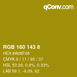 カラーコード: RGB 160 143 8 | qconv.com