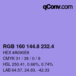カラーコード: RGB 160 144.8 232.4 | qconv.com