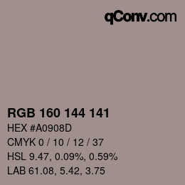 Color code: RGB 160 144 141 | qconv.com