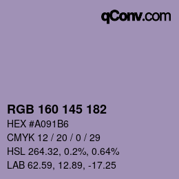 Código de color: RGB 160 145 182 | qconv.com