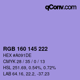 Código de color: RGB 160 145 222 | qconv.com