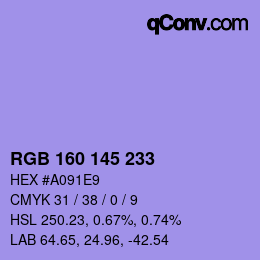 Farbcode: RGB 160 145 233 | qconv.com
