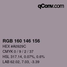 Código de color: RGB 160 146 156 | qconv.com