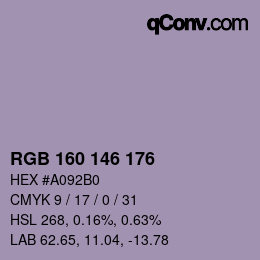 Farbcode: RGB 160 146 176 | qconv.com