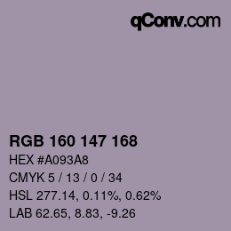 Color code: RGB 160 147 168 | qconv.com