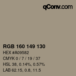 カラーコード: RGB 160 149 130 | qconv.com