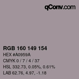 Código de color: RGB 160 149 154 | qconv.com