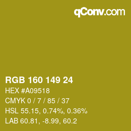 Color code: RGB 160 149 24 | qconv.com