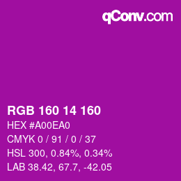 Color code: RGB 160 14 160 | qconv.com