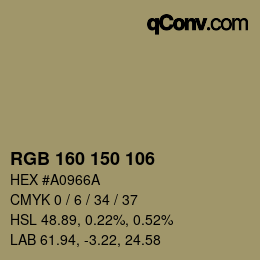 カラーコード: RGB 160 150 106 | qconv.com