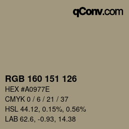 Code couleur: RGB 160 151 126 | qconv.com