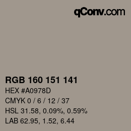 カラーコード: RGB 160 151 141 | qconv.com