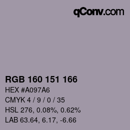 カラーコード: RGB 160 151 166 | qconv.com