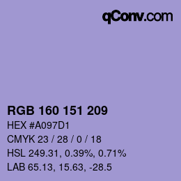 Color code: RGB 160 151 209 | qconv.com