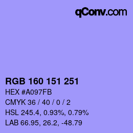 Color code: RGB 160 151 251 | qconv.com