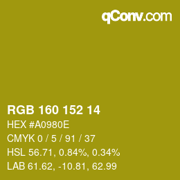 Color code: RGB 160 152 14 | qconv.com