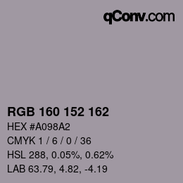 Color code: RGB 160 152 162 | qconv.com