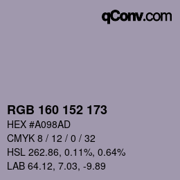 Color code: RGB 160 152 173 | qconv.com