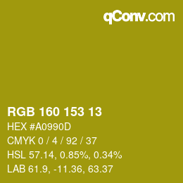 カラーコード: RGB 160 153 13 | qconv.com