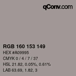 Code couleur: RGB 160 153 149 | qconv.com