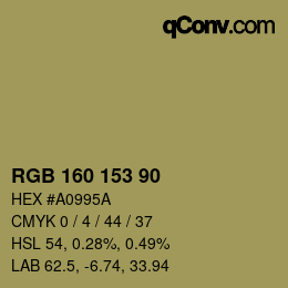 颜色代码: RGB 160 153 90 | qconv.com