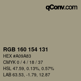Farbcode: RGB 160 154 131 | qconv.com