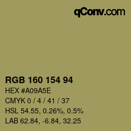 Color code: RGB 160 154 94 | qconv.com